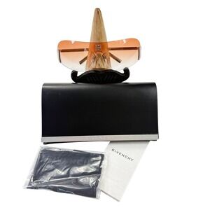 Givenchy GV40030U Shield Sunglasses Orange Gradient Silver Frame Italy 16K